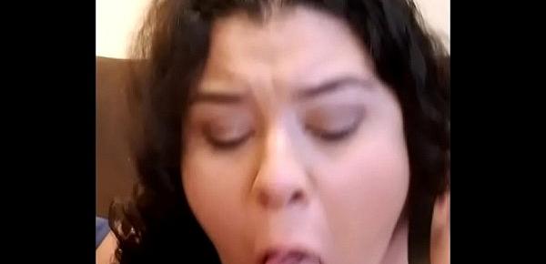  BBW Latina sucks dick all the way to completion and barely blinked